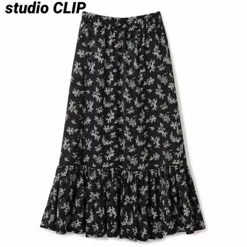 [studio CLIP] 꽃무늬 롱 스커트 블랙 M 플레어