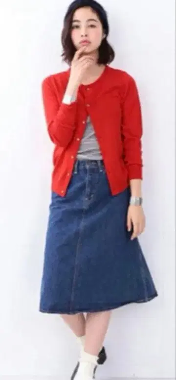 orSlow 데님 플레어 스커트 S 블루