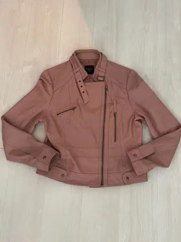 2회 착용! ROBO TREND 양가죽 핑크 라이더 자켓