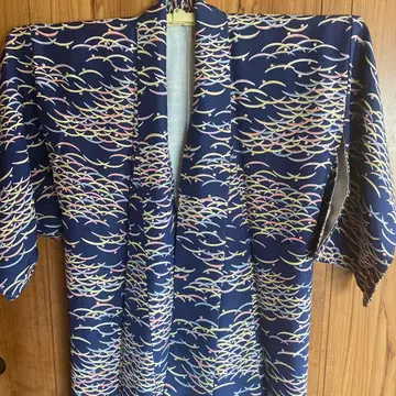 쇼와 레트로 파도 무늬 네이비 컬러 기모노