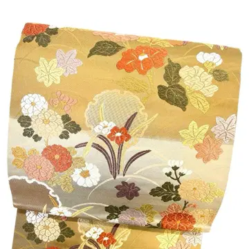 미착용 후쿠로 오비 당직 설륜 모란 단풍 금실 기모노 042b p