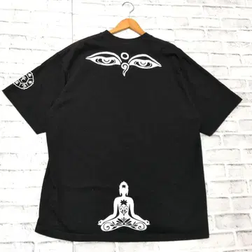 shaka wear 불상 프린트 T셔츠 2XL 부다아이 불교 블랙