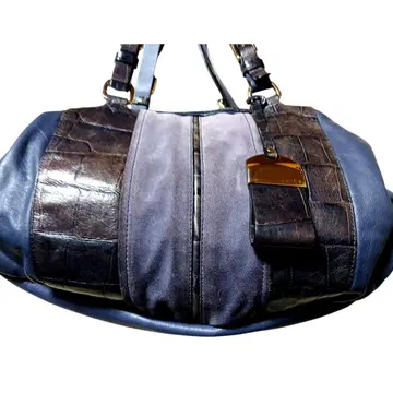 프란체스코 비아지아 악어 엠보싱 가죽 x 스웨이드 핸드백 A4 가능