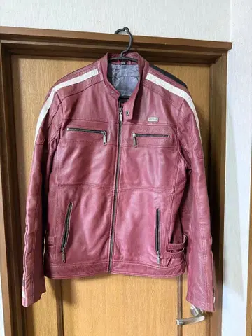 가죽 자켓 XL 빨간색 화이트 스트라이프