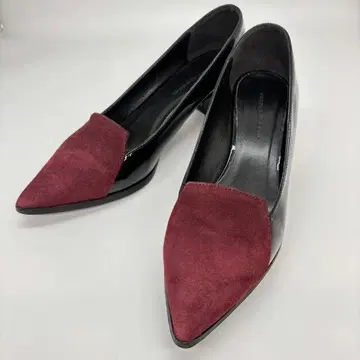 새상품급 파비오 루스코니 펌프스 블랙 에나멜 보르도 스웨이드
