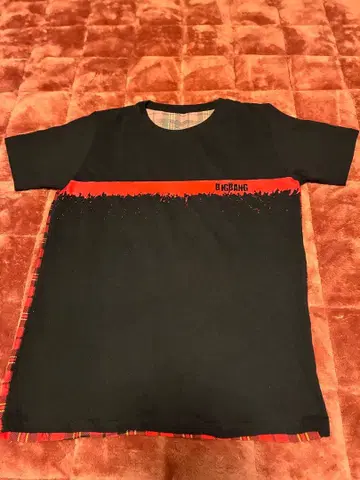 BIGBANG T셔츠 블랙 레드 체크 무늬 K-POP