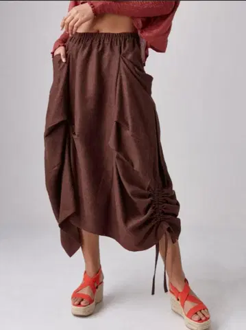 밑단 끈 고리 어시멘틀리 변형 드레이프 스커트B