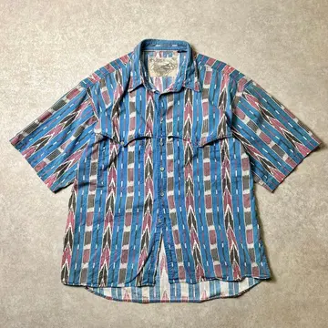 네이티브 무늬 코튼 100% 프린트 셔츠 프리넬 웨스턴 요크 XL