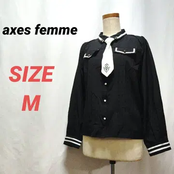 axes femme 엑시즈팜 긴팔 블라우스 넥타이 포함 블랙 M