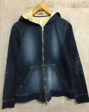 그램 인디고 염색 맨투맨 지퍼 후드티 인디고 사이즈 1 새상품급