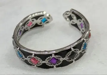 빈티지 멀티 스톤 다색 장식 오픈 반지 프리 사이즈