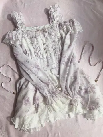 LIZLISA 로즈 리본 쉬폰 셋업 라벤더