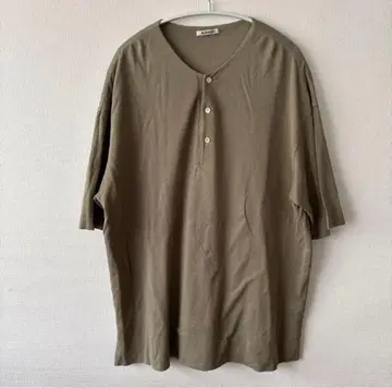 AURALEE 올리브색 반팔 셔츠 사이즈 4