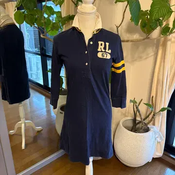 폴로 진스 컴퍼니 네이비 7부 소매 폴로 원피스 M