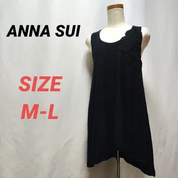 ANNA SUI 안나수이 미니 원피스 꽃무늬 자수 슬리브리스 블랙