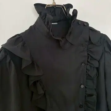 빈티지 프릴 블라우스 블랙 포멀 페미닌 걸리시 M