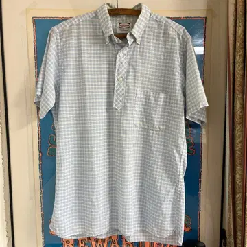 레어 vintage 50s PIGRIM 체크 풀오버 반팔 버튼 다운 셔츠