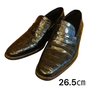 [새상품급] 악어 엠보싱 페니 로퍼 블랙 26.5cm 고급스러움