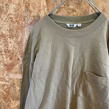 AE9970 UNIQLO 긴팔 T셔츠 베이지 남성용 L 포스