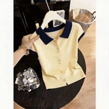 폴로 셔츠 스타일 니트 반팔