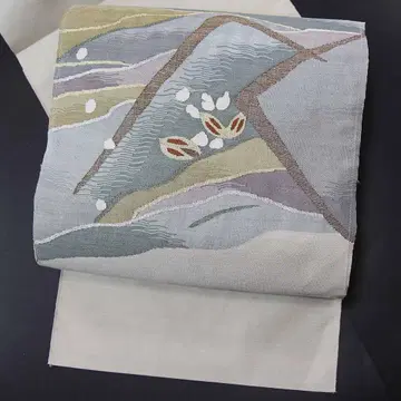 그레이 직조 순수 실크 하치스이 나고야 오비 세미 포멀 캐주얼 b333