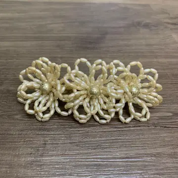 3F 쇼와 레트로 빈티지 펄 진주 비즈 플라워 머리핀 헤어 클립