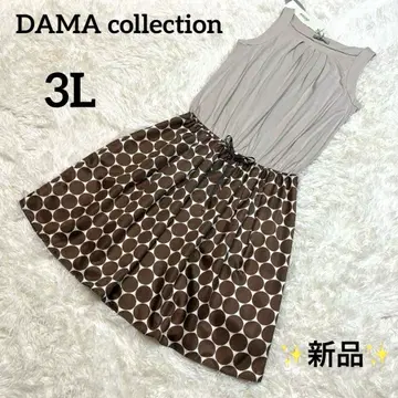 [ 새상품 ] 다마 컬렉션 슬리브리스 도트 원피스 허리밴딩 3L