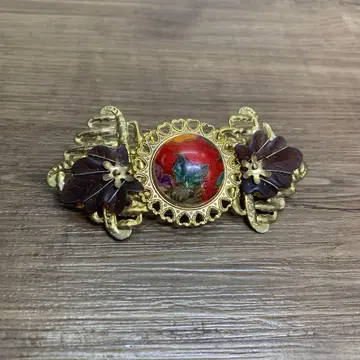 3F 쇼와 레트로 빈티지 머리핀 일본풍 패턴 카보숑 머리핀 골드 리