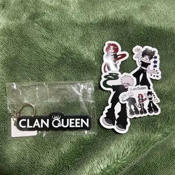 CLAN QUEEN 로고 키링과 스티커 세트 클랜퀸