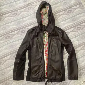 후리후 가죽 자켓 후드 부착