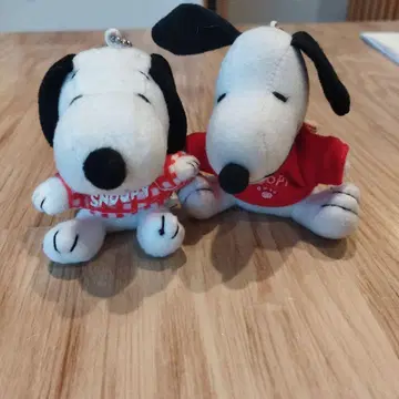 스누피 봉제 인형 마스코트 키링 2체 세트