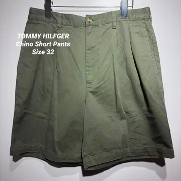 TOMMY HILFGER 올리브 그린 투 턱 숏팬츠