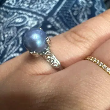 플라티나 그레이 펄 레트로 반지