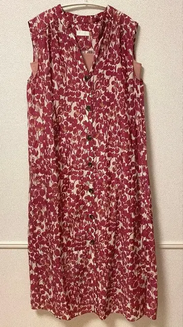 새상품급 보르지 큐프라 코튼 플라워 프린트 슬리브리스 셔츠 원피스