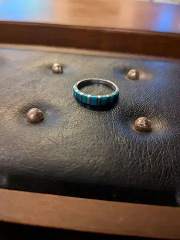 실버 925 터콰이즈 스트라이프 반지 13호