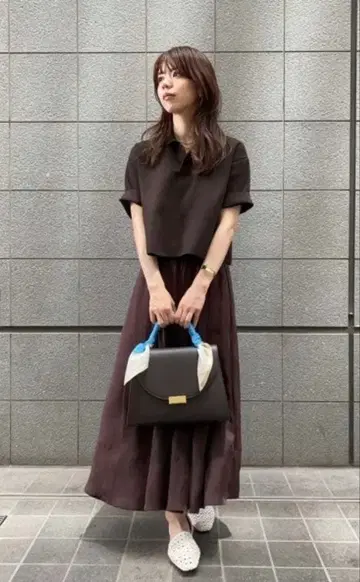 mila owen 크롭 스키퍼 폴로 니트 x 스커트 SET UP