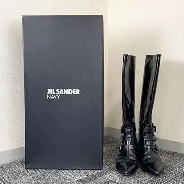 $ JIL SANDER NAVY 롱 부츠 가죽 블랙 사이즈 36