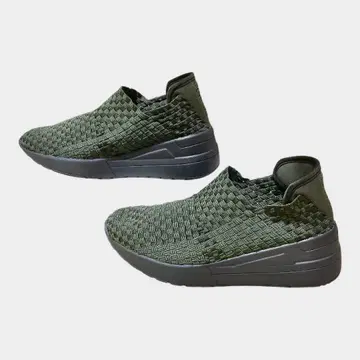 [새상품급] GomuGomu 통굽 뜨개질 스니커즈 L 카키 경량