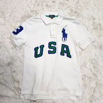 폴로 랄프로렌 빅 포니 USA 패치워크 피케 셔츠 화이트 M