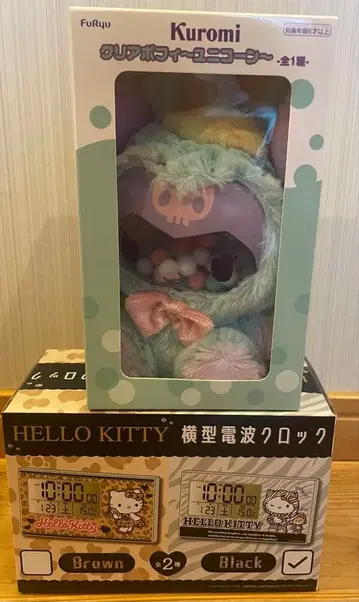 쿠로미 클리어 포피 유니콘 & 헬로키티 가로형 전파 시계