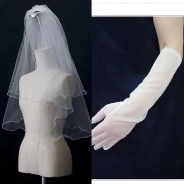 셰리 화이트 웨딩 베일 글러브