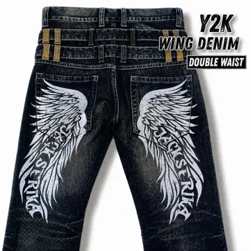 Y2K 00s Wing Graphic Double Waist Denim