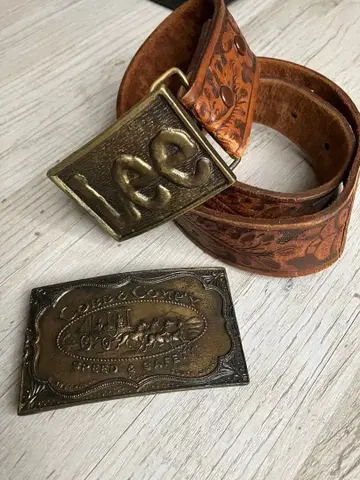 빈티지 Lee 가죽 벨트 버클 2개