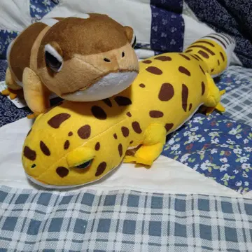 (레오파) 도마뱀 봉제 인형 중형 옐로우 컬러와 브라운 2체 세트