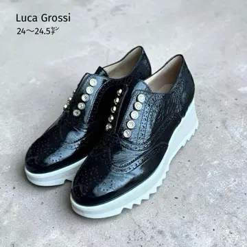 컨디션 최상 루카 그로시 메달리온 로퍼 24.5cm 비쥬 블랙