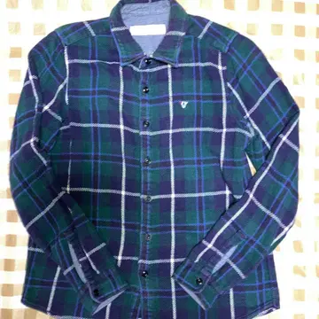 내추럴 런드리 셔츠 긴팔 네이비 그린 체크 M(2) 사이즈