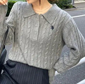 U.S.POLO ASSN. 긴팔 케이블 폴로 니트 M