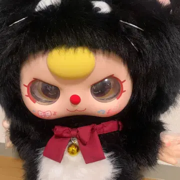베이비 쓰리 1000 / 고양이 귀 봉제 인형 빨간색 리본 포함