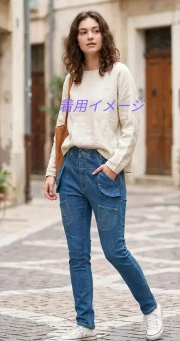 메르시보쿠 귀 달린 스트레치 데님