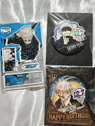 주술회전 고죠 사토루 명장면 디오라마 피규어 생일 캔뱃지 세트